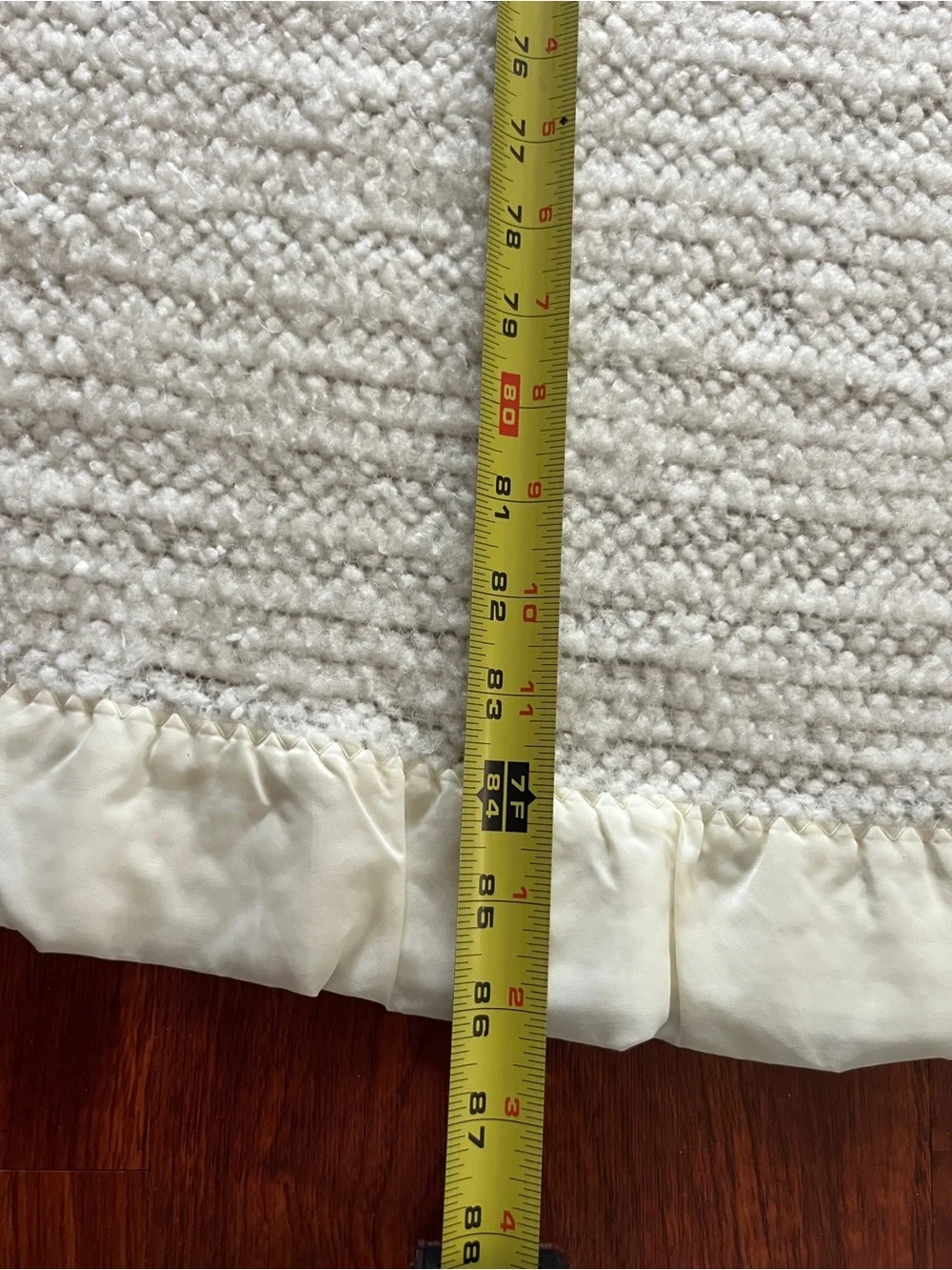 Vintage Ivory Blanket Satin Edge Thermal Acrylic USA 86” x 55”